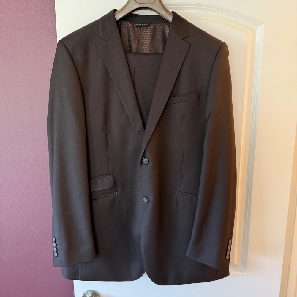 George Austin 95% wool & 5% cashmere slim fit suit 44L jacket & 38x32 brown pant